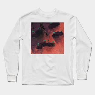Pond with water lilies, oil impasto painting with volumetric strokes. Long Sleeve T-Shirt